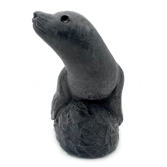 WOLF ORIGINAL Seal Figurine Soapstone Look Sculpture Vintage 70s Made in Canada - Picture 8 of 11